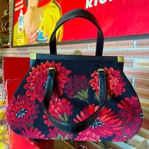 Vintage Needlepoint Satchel Purse